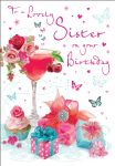 Birthday Card - Sister Cocktail Presents - Glitter - Regal