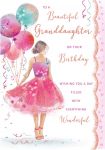 Birthday Card - Large -  Beautiful Granddaughter - Girl Balloons - Regal