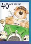 40th Birthday Card - Male - Bear in a Car