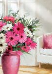 Birthday Card - Pink Gerberas Flowers - Country Cards