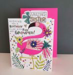 Birthday Card - Sister Flamingo - Glitter Die-cut - Cherry on Top
