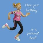 Birthday Card - Female Runner Personal Best - One Lump Or Two