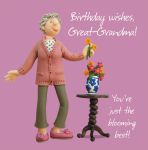Birthday Card - Great-Grandma Cardigan - One Lump Or Two
