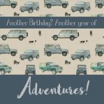Birthday Card - Land Rover Defender 4x4 - Adventures! - Arty Penguin
