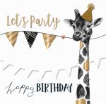 Birthday Card - Black & Gold Giraffe Talking Pictures