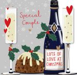 Christmas Card - Special Couple -  Xmas Pud Champagne - 3D - Talking Pictures