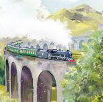 Note Card - 5 x Notelets - Locomotive Steam Train - Ling Design