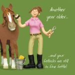 Birthday Card - Female Horse Rider Fine Fettle - One Lump Or Two