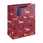 Christmas Sausage Dog Dachshund Large Gift Bag - Eurowrap 26.5x33x14cm