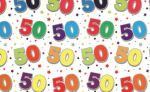 50th Birthday Wrapping Paper Gift Wrap Sheet - 2 sheets & 2 Tags