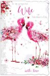 Valentine's Day Card - Large - Wife - Flamingo - Glittered - Out of the Blue