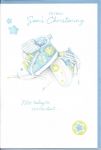 Christening Card - Your Son's Christening - Boy Blue Booties 