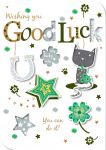 Good Luck Card - Horseshoe Cat - Talking Pictures
