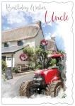 Birthday Card - Uncle - Red Tractor - Glitter Out of the Blue