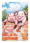 Birthday Card - Farm Pigs Spotted Trotters - Country Cards