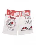 Christmas Robin 3 Pack Tea Towels Cotton - Beamfeature