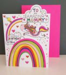 Birthday Card - Mummy - Unicorn Rainbow - Glitter Die-cut - Cherry on Top