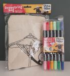 Shaun The Sheep Drawstring Bag & Textile Marker - Colour In
