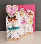 Birthday Card - Girl Kids - Ballerina - 3 Fold Glitter Die-cut - Whippersnappers