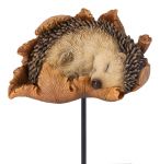 Vivid Arts Hedgehog on Leaf - Plant Pal - Lifelike Garden Ornament Gift