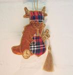 Highland Cow Bagpipes Tartan Hand Made Embroidered Decoration - Luxe Christmas