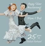 Silver Wedding Anniversary Card - Mum & Dad 25th 25 Years One Lump Or Two 