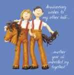 Wedding Anniversary Card - Other Half Horse Suit Husband Wife Funny One Lump Or Two