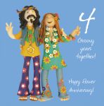 Wedding Anniversary Card - 4th Fourth 4 Years Flower One Lump Or Two