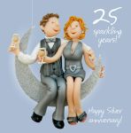 Wedding Anniversary Card - 25th Twenty Five 25 Years Silver One Lump Or Two