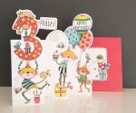 3rd Birthday Card - Girl Boy Kids - Monkey - 3 Fold Glitter Die-cut - Whippersnappers