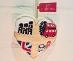 London Heart Hand Made Embroidered Decoration - Luxe Christmas