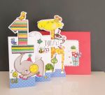 1st Birthday Card - Girl Boy Kids - Jungle - 3 Fold Glitter Die-cut - Whippersnappers