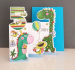 5th Birthday Card - Boy Kids - Dinosaur - 3 Fold Glitter Die-cut - Whippersnappers
