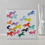 Greetings Card Open - Galloping Horses - Rainbow Ponies