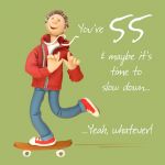 55th Male Birthday Card - Skateboard One Lump Or Two