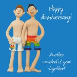 Wedding Anniversary Card - Male Gay Couple Funny One Lump Or Two