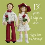 Wedding Anniversary Card - 13th Thirteenth 13 Years Lace One Lump Or Two