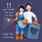 Wedding Anniversary Card - 11th Eleventh 11 Years Steel One Lump Or Two