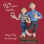 Wedding Anniversary Card - 40th Fortieth 40 Years Ruby One Lump Or Two