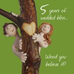Wedding Anniversary Card - 5th Fifth 5 Years Wood One Lump Or Two