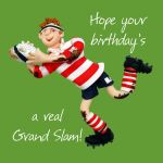 Birthday Card - Male Funny Humour Grand Slam Rugby One Lump Or Two