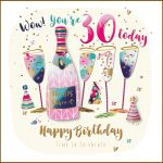 30th Birthday Card - Female Champagne - Strawberry Fizz Talking Pictures