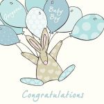 New Baby Card - Congratulations Baby Boy Christening - Rufus Rabbit