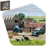 Farmyard Land Rover Collie Dog Coasters - Set of 4