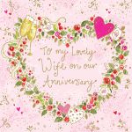 Wedding Anniversary Card - Wife - Wreath Heart - Ling Design