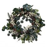 Eucalyptus Berry Cone Round Wreath Artificial Faux Decoration - Gisela Graham