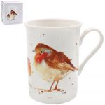 Winter Robin Bird Fine China Mug - Boxed - Lesser & Pavey