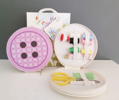 Handy Button Shaped Sewing Kit with 15 items Gift Set