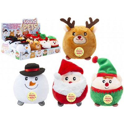 Christmas Cute Plush Soft Toy Characters with Sound 10cm - 4 Designs - PMS