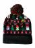 Snowman Black Christmas Beanie Hat Light Up - Free Holly Gift Bag - Snazzy Santa